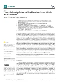 Privacy-Enhancing K-Nearest Neighbors Search Over Mobile Social Networks †