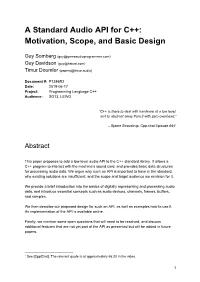 A Standard Audio API for C++: Motivation, Scope, and Basic Design