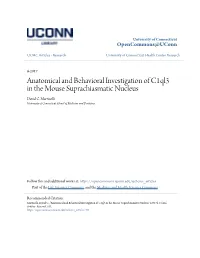 Anatomical and Behavioral Investigation of C1ql3 in the Mouse Suprachiasmatic Nucleus David C
