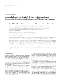Ants As Indicators in Brazil: a Review with Suggestions to Improve the Use of Ants in Environmental Monitoring Programs