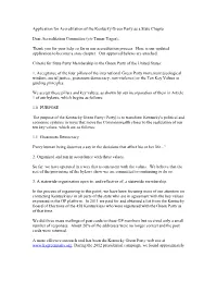 Application for Accreditation of the Kentucky Green Party As a State Chapter