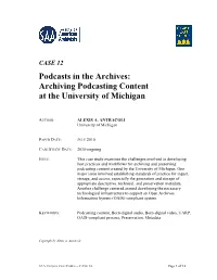 Archiving Podcasting Content at the University of Michigan
