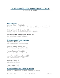 Dr. C. David Ragsdale's Curriculum Vitae