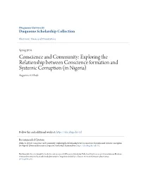 Exploring the Relationship Between Conscience Formation and Systemic Corruption (In Nigeria) Augustine E