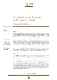 Formación De Neologismos En Ciencia Del Suelo