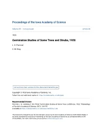 Germination Studies of Some Trees and Shrubs, 1928