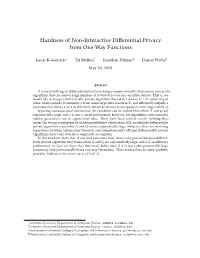 Hardness of Non-Interactive Differential Privacy from One-Way