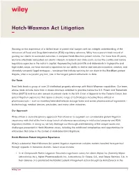 Hatch-Waxman Act Litigation −