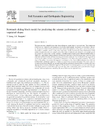 Newmark Sliding Block Model for Predicting the Seismic Performance of MARK Vegetated Slopes ⁎ T