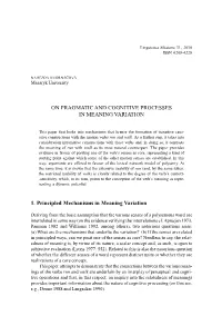 On Pragmatic and Cognitive Processes in Meaning Variation