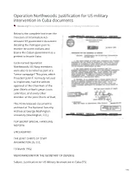 Operation Northwoods: Justification for US Military Intervention in Cuba Documents