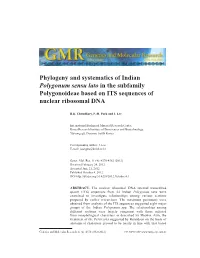 Phylogeny and Systematics of Indian Polygonum Sensu Lato in the Subfamily Polygonoideae Based on ITS Sequences of Nuclear Ribosomal DNA