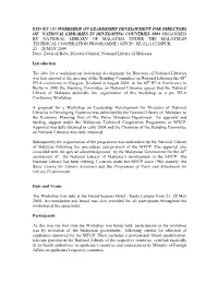 Report on Workshop on Leadership Development for Directors of National Libraries in Developing Countries 2004 Organised by Nati