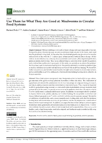 Use Them for What They Are Good At: Mealworms in Circular Food Systems