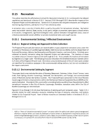 West of Devers Upgrade Project Final EIS, Section D.15, Recreation
