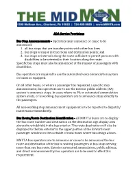 ADA Service Provisions Bus Stop Announcements