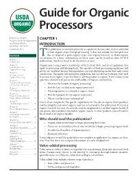 Guide for Organic Processors