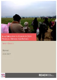 Iraqi Migration to Europe in 2016: Profiles, Drivers and Return