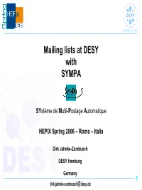 Mailing Lists at DESY with SYMPA