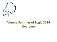 Vienna Summer of Logic 2014 Overview Vienna Summer of Logic (VSL)