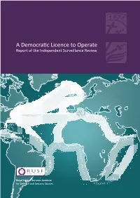 A Democratic Licence to Operate Report of the Independent Surveillance Review