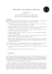 General Relativity 2020–2021 1 Overview