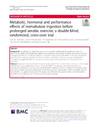 Metabolic, Hormonal and Performance Effects of Isomaltulose Ingestion Before Prolonged Aerobic Exercise: a Double-Blind, Randomised, Cross-Over Trial Hannah L