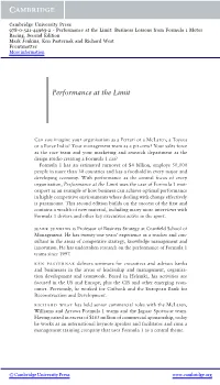 Performance at the Limit: Business Lessons from Formula 1 Motor Racing, Second Edition Mark Jenkins, Ken Pasternak and Richard West Frontmatter More Information
