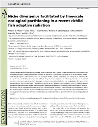 Scale Ecological Partitioning in a Recent Cichlid ﬁsh Adaptive Radiation