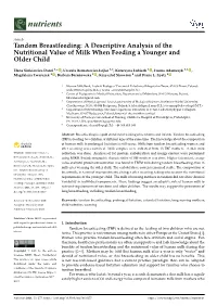 Tandem Breastfeeding: a Descriptive Analysis of the Nutritional Value of Milk When Feeding a Younger and Older Child