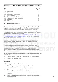 UNIT 7 APPLICATIONS of SEMIGROUPS Semigroups