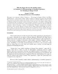 Why the Imago Dei Is in the Intellect Alone: a Criticism of a Phenomenology of Sensible Experience for Attaining an Image of God1