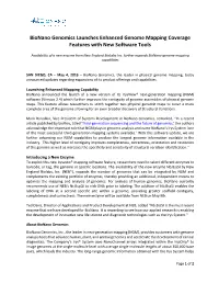 Bionano Genomics Launches Enhanced Genome Mapping Coverage Features with New Software Tools