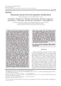 Metagenomic Analysis of Bacterial Communities on Dokdo Island