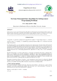 On Some Polynomial-Time Algorithms for Solving Linear Programming Problems