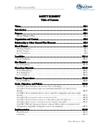 SAFETY ELEMENT Table of Contents