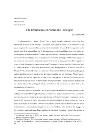 The Experience of Nature in Heidegger