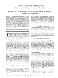 The Revised CDC Guidelines for Isolation Precautions in Hospitals: Implications for Pediatrics