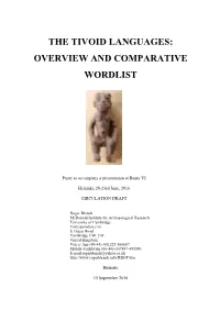 The Tivoid Languages: Overview and Comparative Wordlist