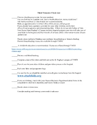 Third Trimester Check List