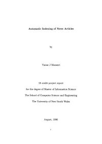 Automatic Indexing of News Articles by Yunus J