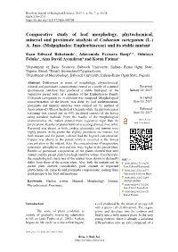 Comparative Study of Leaf Morphology, Phytochemical, Mineral and Proximate Analysis of Codiaeum Variegatum (L.) A
