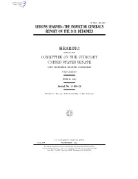 Lessons Learned—The Inspector General’S Report on the 9/11 Detainees