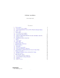 LINEAR ALGEBRA Contents 1. Vector Spaces 2 1.1. Definitions