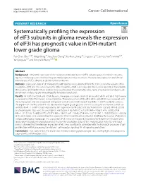 Systematically Profiling the Expression of Eif3 Subunits in Glioma Reveals