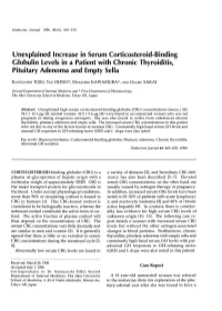 Unexplained Increase in Serum Corticosteroid-B Globulin Levels In