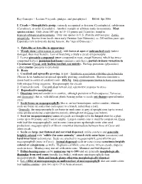 Key Concepts -- Lecture 9 (Cycads, Ginkgos, and Gnetophytes) IB168: Spr 2006