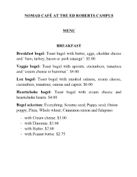 Nomad Café Menu