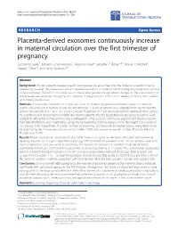 Placenta-Derived Exosomes Continuously Increase in Maternal
