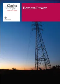 Remote Power Remote Power Power Generation in Remote Areas Benefits